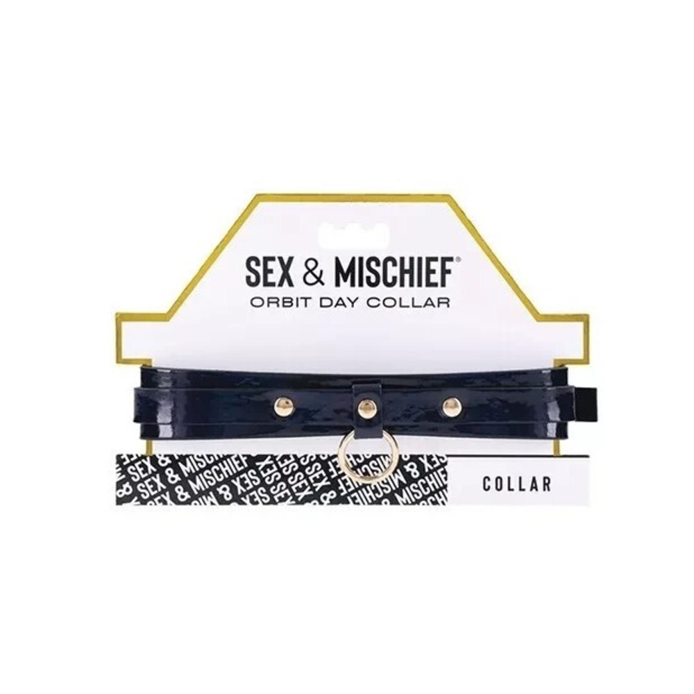 Sex and Mischief Luxurious Faux Leather Orbit Day Collar New BDSM Necklace